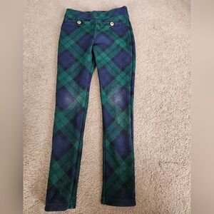 Gymboree Plaid Ponte Jeggings, Size 7, Holiday Express Green
